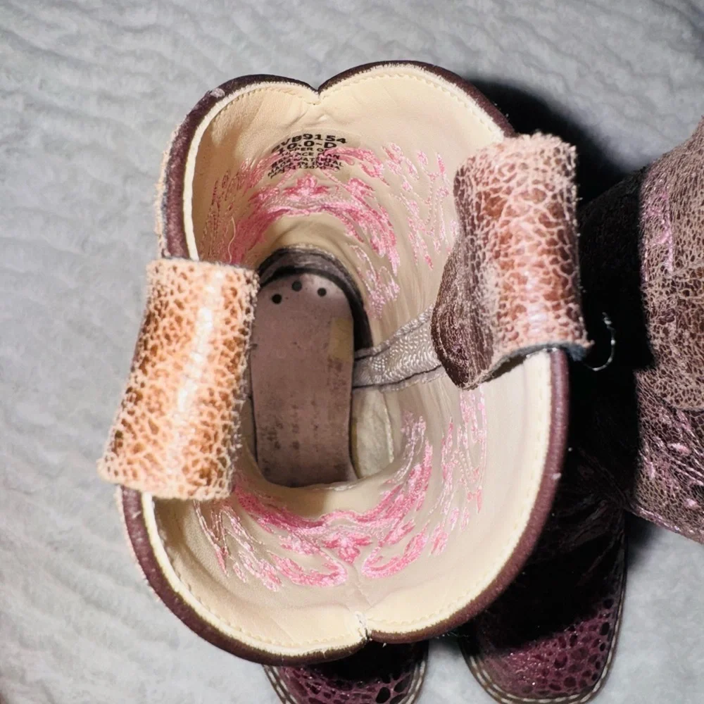 Kids Western Cowboy Boots - Pink and Brown